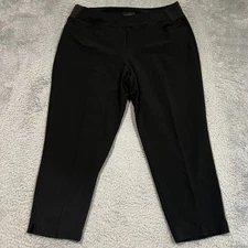 Investments Pull On Dress Pants Slacks women's 16W R 37x26 Black Elastic Waist