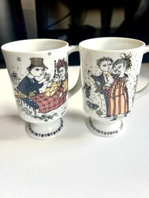 1971 Arnart 5th Ave. Lovers by the Month Mugs Set Of 2- (Nov. & Dec.) Signed Pia