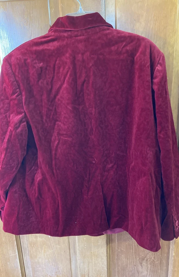 Dana Buchman Womans Velvet Blazer Sz XXL ? Red Patterned Holiday Whimsy Goth - Image 3 of 4