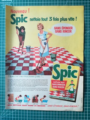 tf623 schöne ALTE WERBUNG 1950 Reiniger Spic Zeichnung Frauen