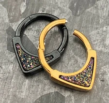 1pc Hinged Segment Ring Septum Clicker Druzy Inlay Helix Cartilage 16g 8mm