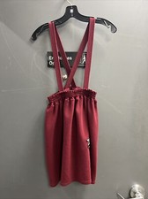 Sunny Fashion Girls Maroon Skirt With Suspenders And Matching Shirt Set Sz 11/12