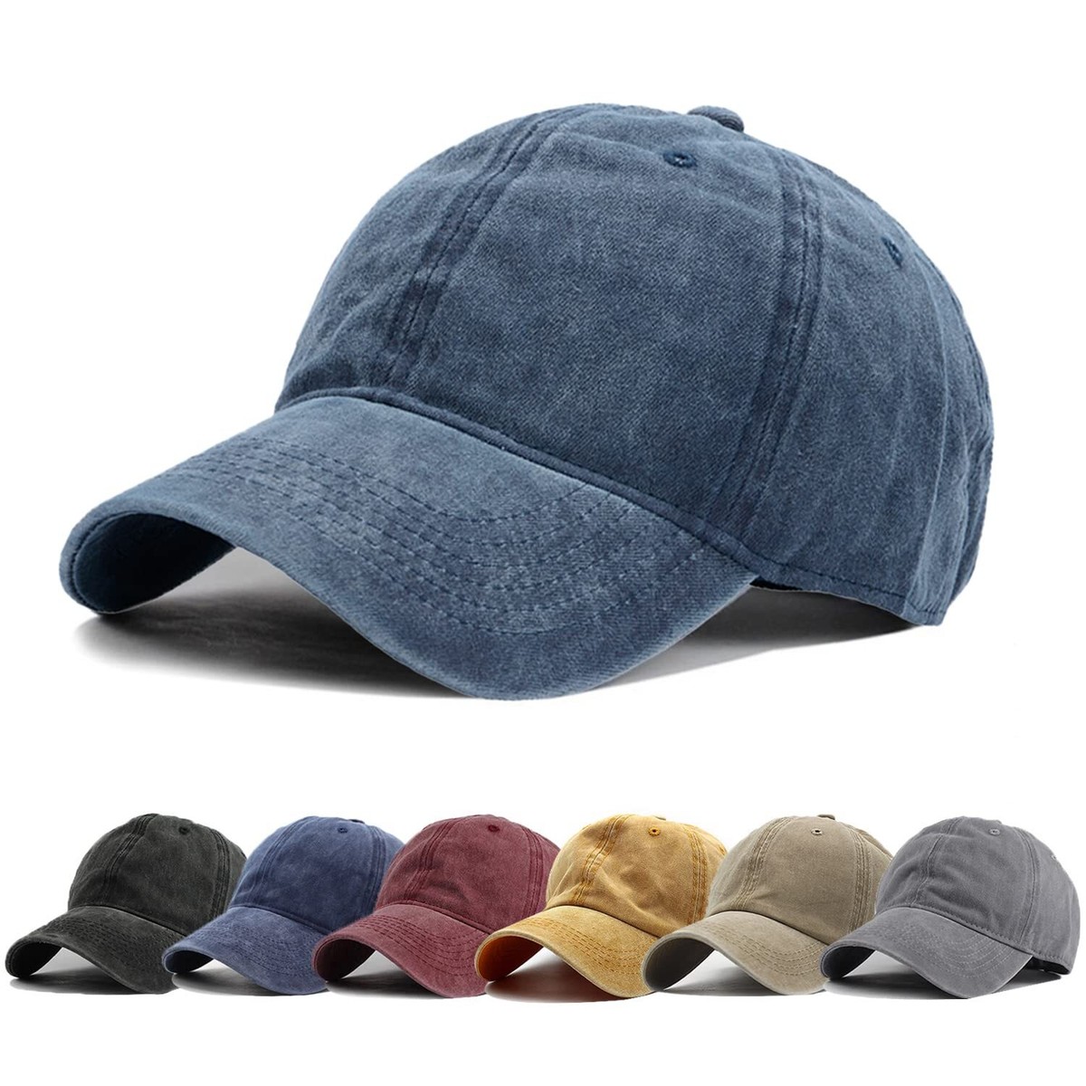 Vintage Washed Distressed Baseball Cap Adjustable Cotton Dad Hat Unisex Vintage Distressed Cotton Baseball Cap: Adjustable Unisex  main image 3