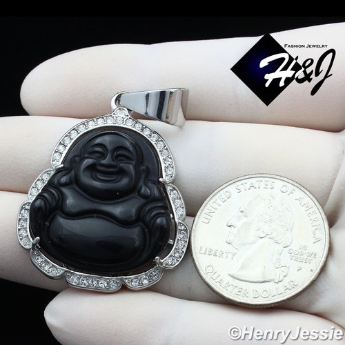 18-36"Stainless Steel 3mm Silver/Gold Plated Box Chain BUDDHA Rhinestone Pendant - Picture 64 of 106