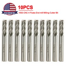 10PCS HSS CNC 4 Flutes End mill Milling Machine Cutter Bit 1/4'' Cutting Shank
