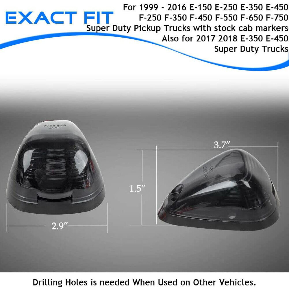 5x Smoke Cab Marker Light Lens 12V T10 168 LED Bulbs Wiring Kit For Ford Truck E - Foto 4