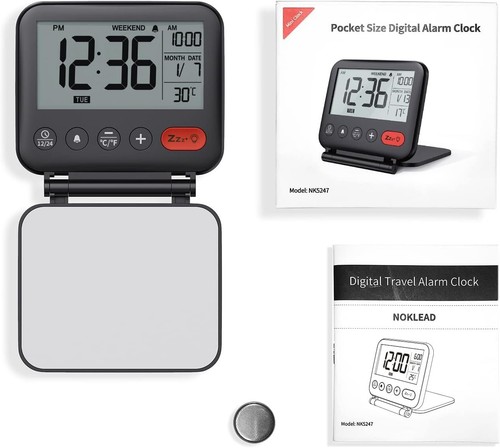 Mini Digital Travel Alarm Clock /w Light Date Calendar Temperature Snooze LCD - Picture 9 of 13
