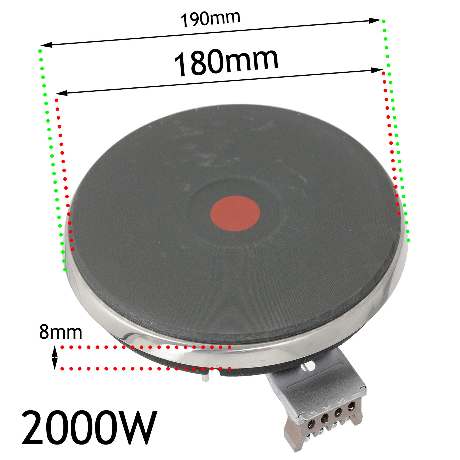 2000w Rapid Heat Hotplate Heating Element for Tricity Bendix Hob 180mm