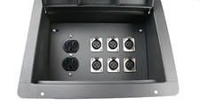 Recessed Stage Audio Floor Box w/6 XLR Microphone Female Connectors  AC Outlet