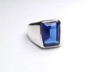 Emerald Cut Lab Created Sapphire 925 Sterling Silver Handmade Signet Ring