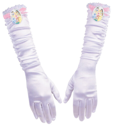GIRLS DISNEY PRINCESS FULL LENGTH WHITE GLOVES WITH CAMEO COSTUME ACC DG19140I - Picture 1 of 1
