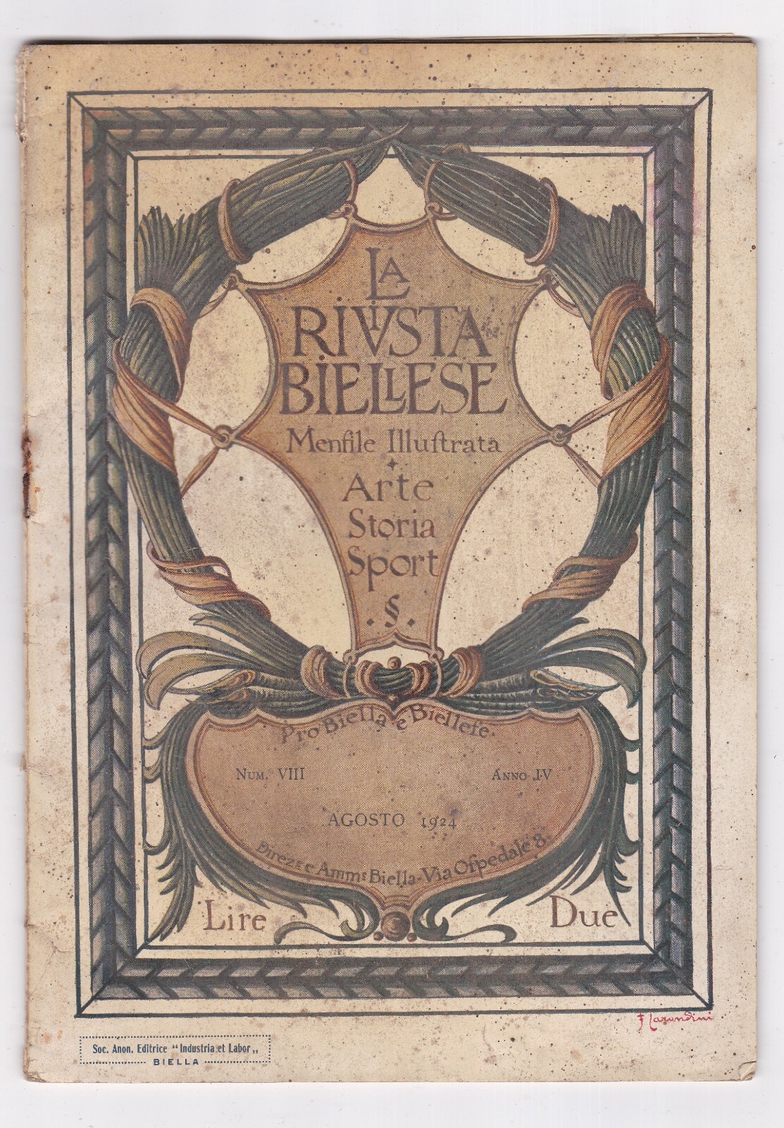 La Rivista Biellese Illustrata Agosto 1924 SCV4