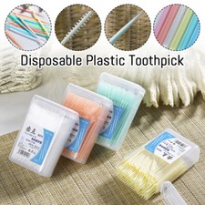 200PCS Disposable Plastic Toothpick Family Portable Double Head Fruit Stick