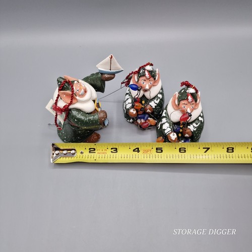 Vintage Set of 3 Midwest of Cannon Falls Christmas Elf Ornaments 3.25" Tall - Picture 10 of 12