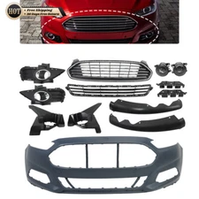 Front Bumper Cover & Grill W/ Fog Light Covers For 2013-2016 Ford Fusion