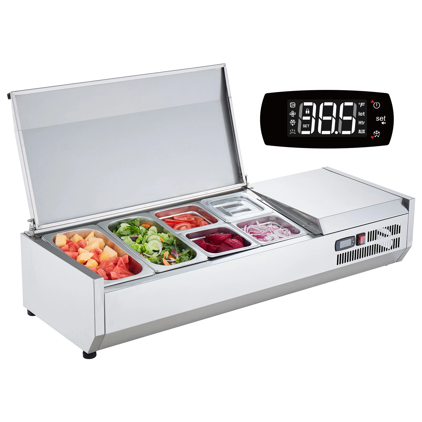 Countertop Refrigerated Prep Station,140W,Stainless Guard