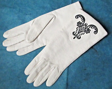 Vintage white leather  black embroidery / lined gloves from Lord  Taylor 6 1/2