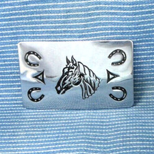 Horse Horseshoe Dress Belt Buckle Cowboy Western Vtg 80s Chambers    .GTA661