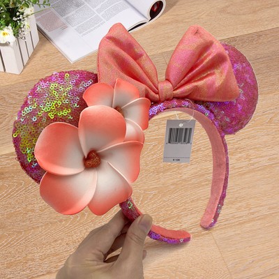 Disney Floral Mouse Ears with Pink and Orange Blooms s-l400.jpg main image 3