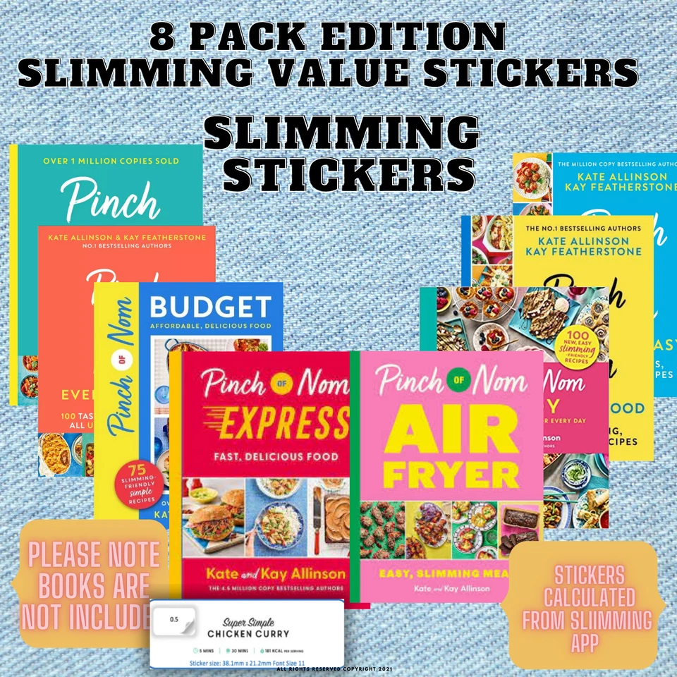 💚🧡💙💛💖🩵❤️🆕NEW PINCH of NOM 8PK COMPLETE SET of Slimming value STICKERS