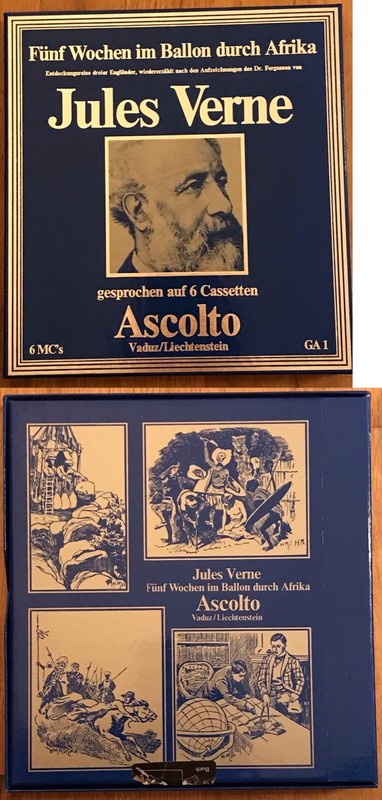 “Fünf Wochen im Ballon durch Afrika” by Jules Verne, 6 cassette tapes, German
