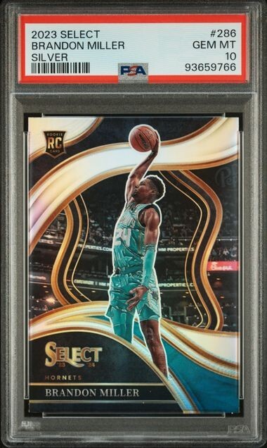 Brandon Miller 2023 Panini Select Silver Rookie Card RC #286 - Gem Mint PSA 10