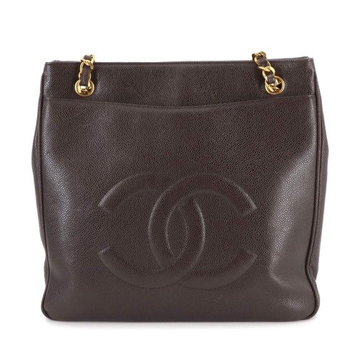 CHANEL Shoulder Bag Caviar Skin Leather Brown Vintage Purse 90277513 - Picture 2 of 11