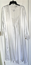 Satin Nightgown Gown  Robe Set Cinema Etoile L Liquid Satin White Lace Bead