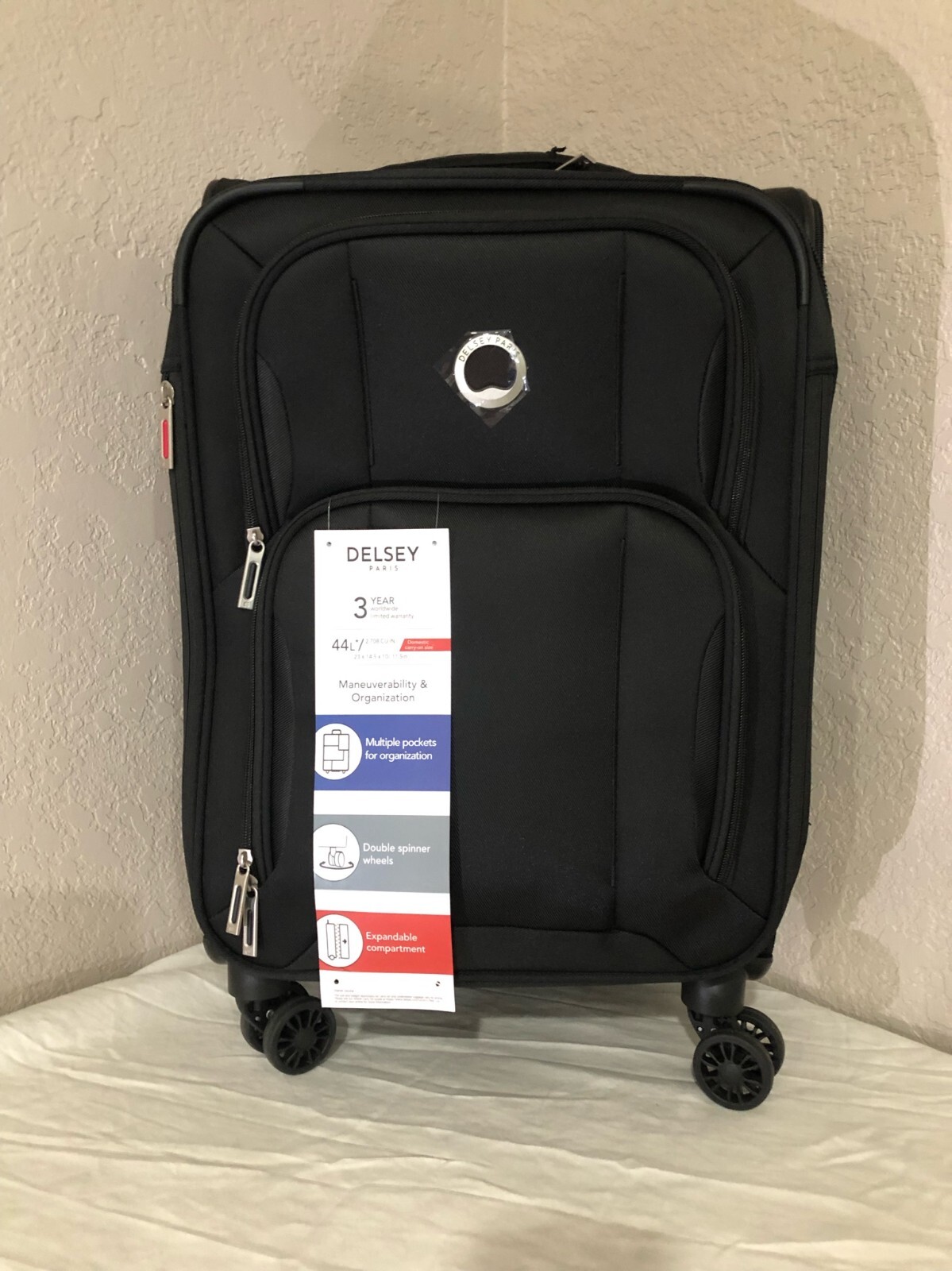 Delsey OPTIMAX LITE 2.0 Expandable 20" Carry On Spinner New In Black eBay