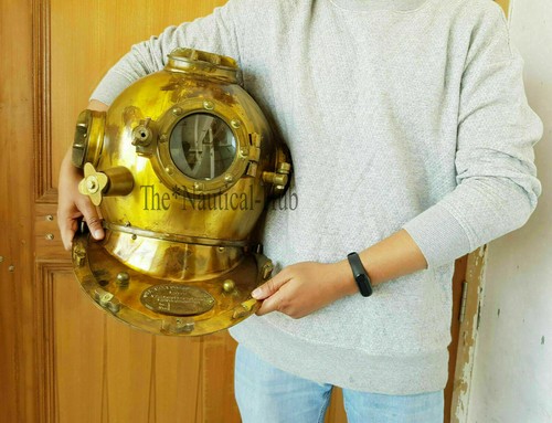 18" Divers Helmet Diving Helmet U.S Navy Mark V Deep Sea Antique Scuba Vintage - Picture 2 of 4
