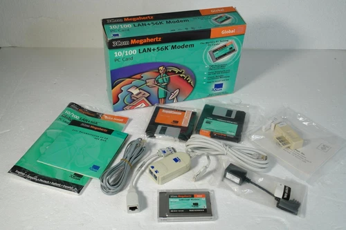 Vintage 3Com Megahertz 10/100 LAN + 56K Modem PCMCIA PC Card - Boxed