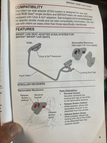 BOB Gear Single Jogging Stroller Adapter for Britax Infant Car Seats, Gray Seat - Picture 3 of 3