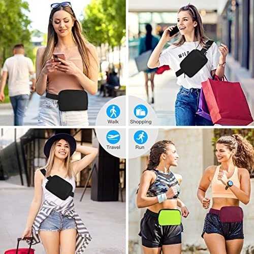 Belt Bag, Crossbody Bags for Women - Soft Nylon Waist Packs for Women, Black