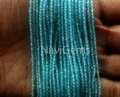 Best Quality Natural Apatite Rondelle Faceted Beads Size 2 MM Gemstone 13" Long - Picture 1 of 6