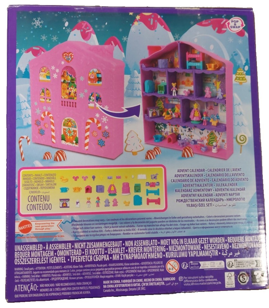 Polly Pocket Dolls Advent Calendar, Gingerbread House Playset with