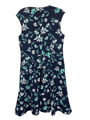 Blue Floral Print V-Neck Sleeveless Dress London Style Collection Womens Size 10 - Picture 3 of 6