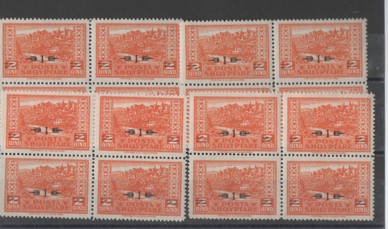 Albania - 1924 - 2 - Qind - Overprinted - Blocks - of - four - MNH