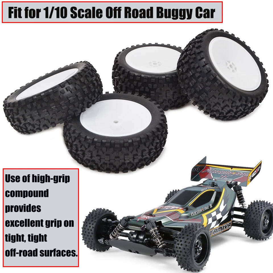 RC Buggy Front/Rear Tires W/Wheels Rims for Tamiya DF-02 DT-02 TT02BR TT02B Tyre - Image 3 of 4