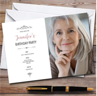 Jedes Foto Querformat Vintage personalisiert Geburtstag Party Einladungen