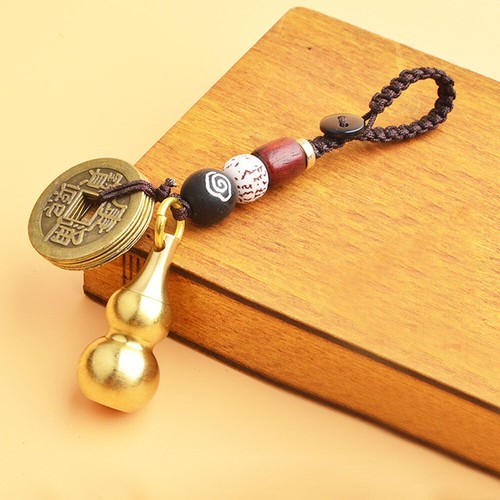 Brass gourd waterproof pill box bottle case Pendant keychain necklace - Picture 3 of 12