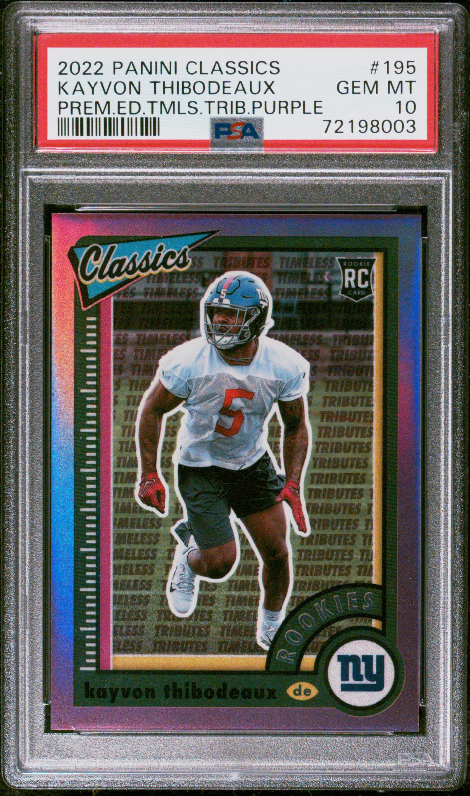 Kayvon Thibodeaux Panini Classics #195 Premium Edition Timeless Tributes Purple
