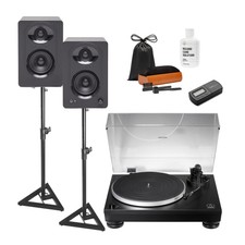 Audio Technica At-lp5x Turntable With Bookshelf Monitors Stands And Care System