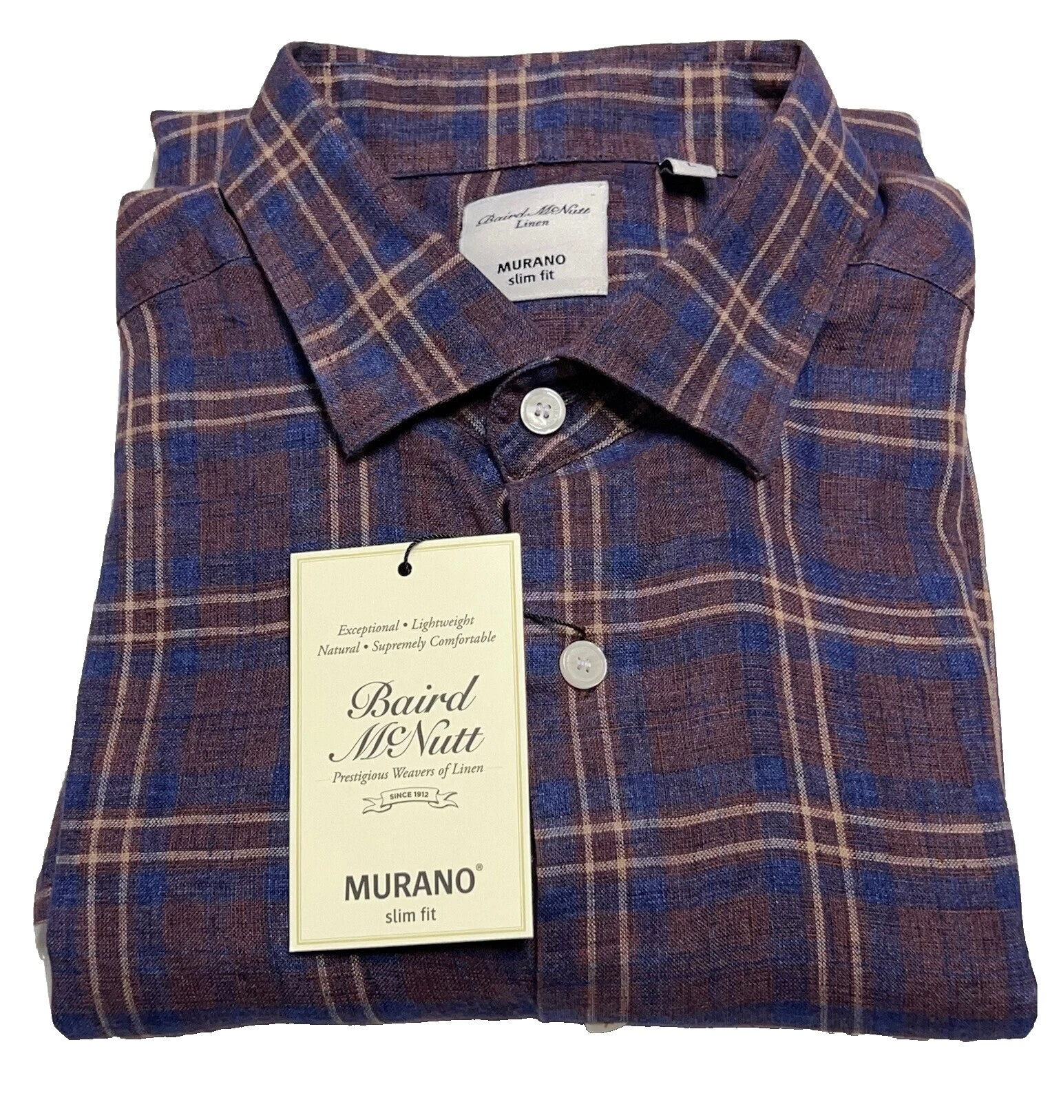 Regular Size L Murano Linen Casual Button-Down Shirts for Men