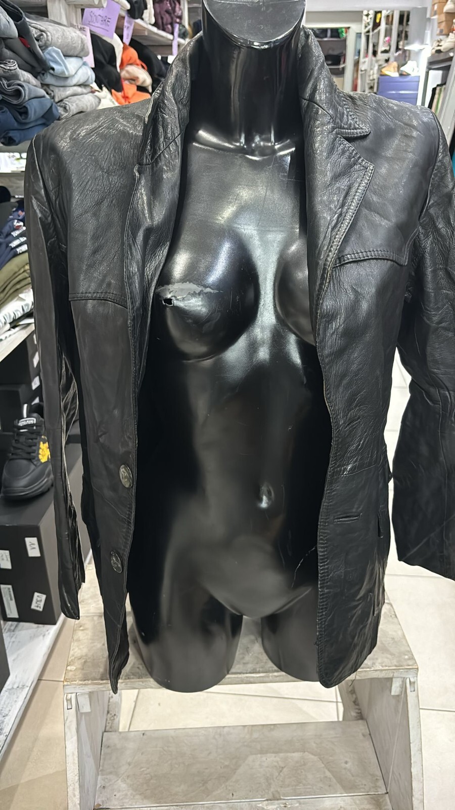 Men's Genuine Leather Jacket Size 42 Black LLD167 Vintage Style