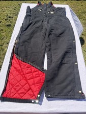 Vintage Carhartt Quilted Lined USA Overalls Mens Size 42 X 32 R38 BLK NOS
