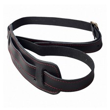 P P Deluxe Vintage Adjustable Heavy Duty Leather Guitar Strap - Black