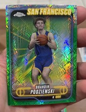 2024-25 Topps Chrome #7 Brandin Podziemski Green Refractor Warriors (56E)