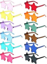 WNSIRVY 12 Pairs Rimless Star Shaped Sunglasses, Transparent Candy Multicolor