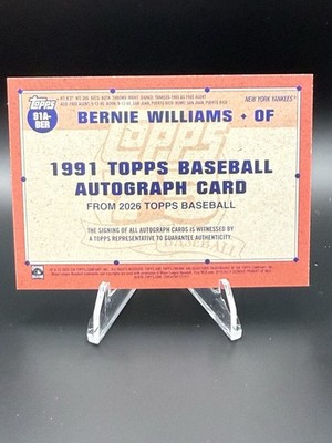 Topps 2026 Bernie Williams Autograph /10 91A-BER 1991 Yankees