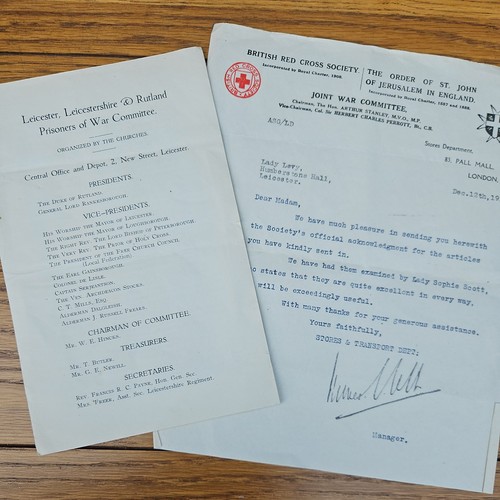 WW1 1917 Prisoners of War Committee Report & Red Cross Letter Leicester Rutland